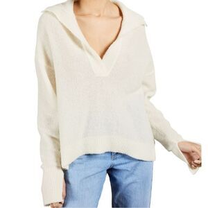 Ted Baker Colltar Open Collar Long Sleeve Cream Sweater Ted Baker size 3 (8)